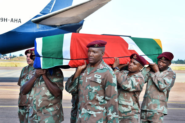 Arrival of remains of Kotane and Marks at Waterkloof Airport.