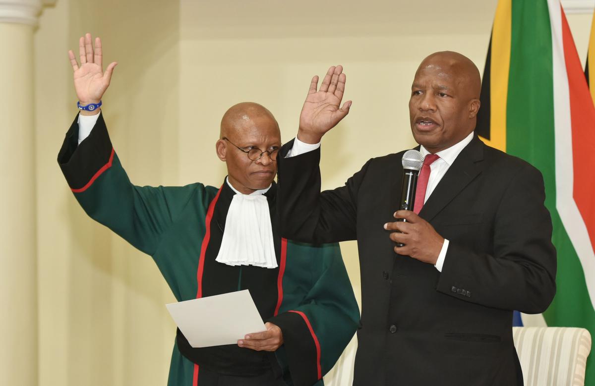 Chief Justice Mogoeng Mogoeng swearing in Minister Jackson Mthembu as Minister in the Presidency, 30 May 2019