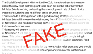 Minister Zulu about new relief distress grant