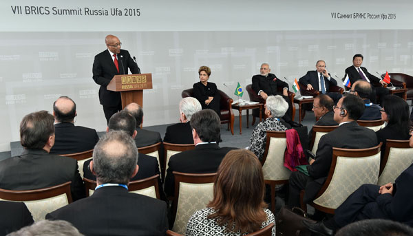 President Jacob Zuma at the VII BRICS Summit inUfa, Russia